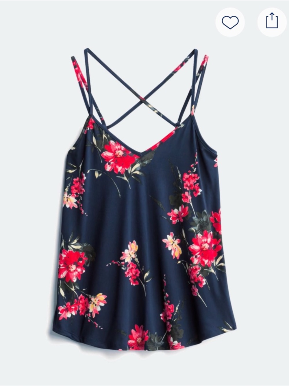 Papermoon Basima Back Detail Navy Floral Strappy Top